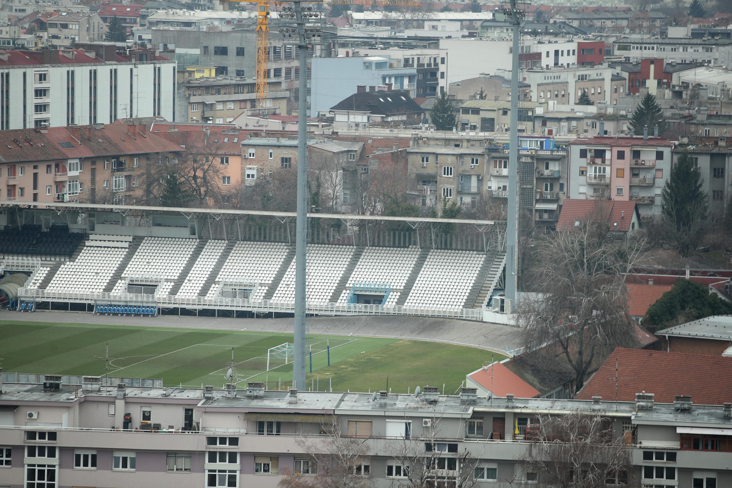 13.12.2021., Zagreb - Pogled na nogometni stadion u Kranjcevicevoj ulici sa 17 kata hotela Westin. Photo: Sanjin Strukic/PIXSELL