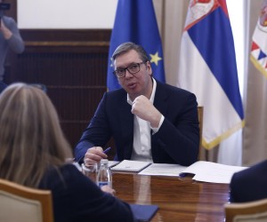 15, April, 2022, Belgrade - The President of the Republic of Serbia, Aleksandar Vucic, met with the World Bank delegation in the building of the General Secretariat of the President of the Republic. Aleksandar Vucic. Photo: Amir Hamzagic/ATAImages

15, april, 2022, Beograd - Predsednik Republike Srbije Aleksandar Vucic sastao se sa delegacijom Svetske banke u zgradi Generalnog sekretarijata predsednika Republike. Photo:Amir Hamzagic/ATAImages Photo: Amir Hamzagic/ATAImages/PIXSELL