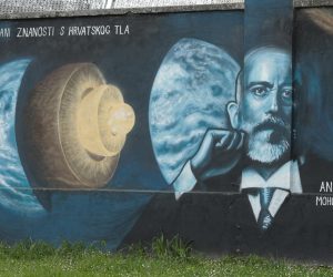 17.05.2021., Osijek - U prolazu od Ulice Kardinala Alojzija Stepinca prema Gornjogradskoj trznici nalazi se mural ''Velikani hrvatske znanosti''. Photo: Dubravka Petric/PIXSELL