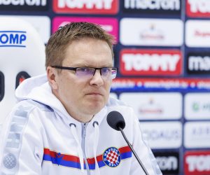 18.03.2022., Split - Konferencija za medije trenera Hajduka Valdasa Dambrauskasa uoci utakmica 28. kola HT Prve lige Hajduk-Lokomotiva. Photo: Miroslav Lelas/PIXSELL