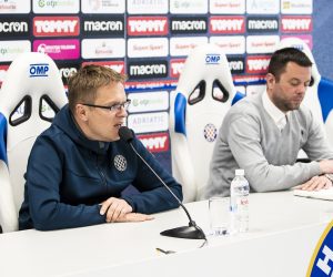 19.04.2022., Split - Trener Hajduka Valdas Dambrauskas odrzao je na stadionu Poljud konferenciju za medije uoci sutrasnje utakmice izmedju Hajduka i Dinama. Photo: Milan Sabic/PIXSELL