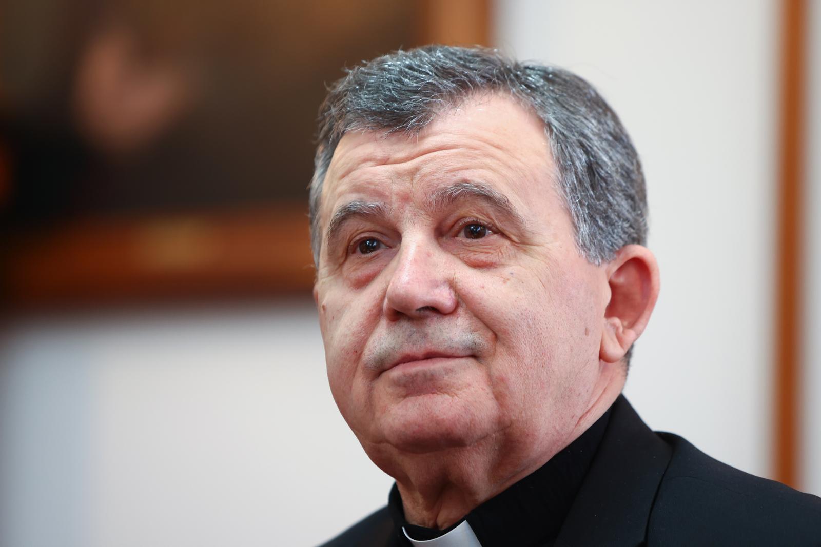 22.03.2022., Mostar, Bosna i Hercegovina - Tiskovna konferencija nakon redovitog zasjedanja Biskupske konferencije pod predsjedanjem nadbiskupa metropolita vrhbosanskog i apostolskog upravitelja Vojnog ordinarijata u BiH mons. Tome Vuksica.  Photo: Denis Kapetanovic/PIXSELL