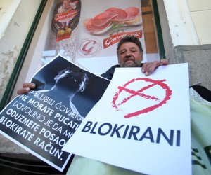 23.04.2015., Zagreb - Udruga Blokirani odrzala je prosvjed na Trgu svetog Marka. Photo: Sanjin Strukic/PIXSELL