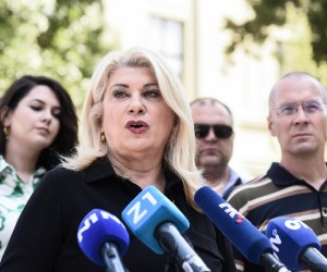 24.07.2021., Zagreb - Na Trgu Marka Marulica Vesna Skare Ozbolt odrzala je konferenciju za novinare na temu obnova Zagreba. rPhoto: Neva Zganec/PIXSELL