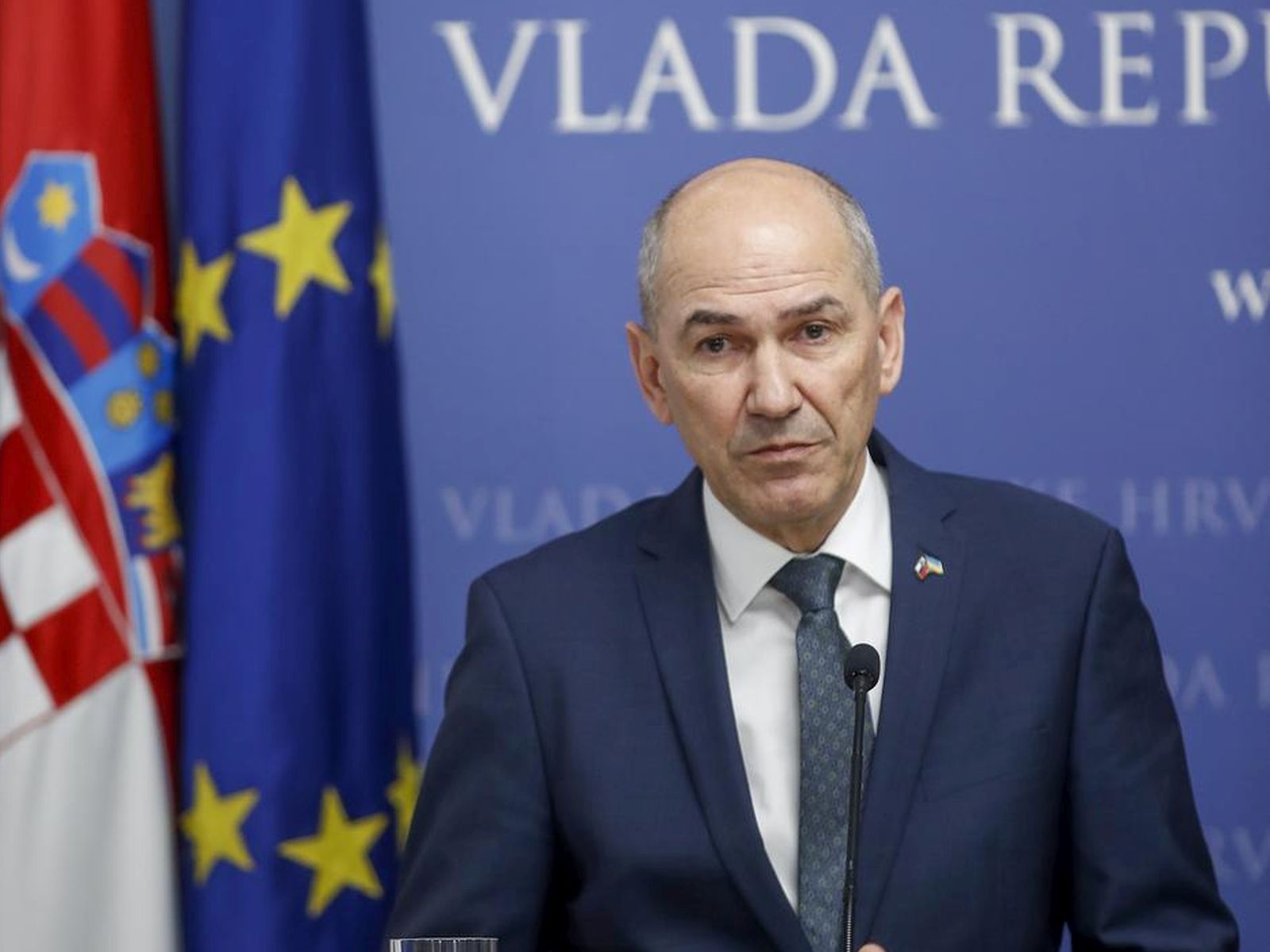 28.03.2022., Zagreb - Premijer Andrej Plenkovic primio slovenskog kolegu Janeza Jansu koji je stigao u posjet Hrvatskoj.



 Photo: Slavko Midzor/PIXSELL
