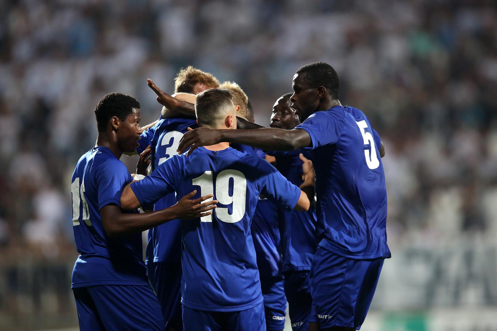 29.08.2019., stadion HNK Rijeka, Rijeka - Uzvratna utakmica doigravanja za ulazak u UEFA Europsku ligu, HNK Rijeka - KAA Gent.Jonathan David, Michael Ngadeu-Ngadjui Photo: Nel Pavletic/PIXSELL