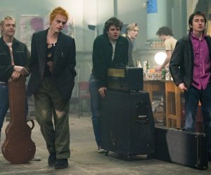 “PISTOL” --  Pictured (L-R): Jacob Slater as Paul Cook, Anson Boon as John Lyndon, Toby Wallace as Steve Jones, Christian Lees as Glen Matlock
.  CR: Miya Mizuno/FX