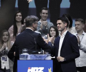 18.05.2019., Kosarkaski centar Drazen Petrovic, Zagreb - Sredisnji predizborni skup Hrvatske demokratske zajednice za izbore za Europski parlament. Andrej Plenkovic, Karlo Ressler. rPhoto: Slavko Midzor/PIXSELL