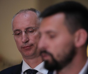 31.03.2022., Split - Gradonacelnik Splita Ivica Puljak i njegov zamjenik Bojan Ivosevic na konferenciji za medije u Gradskoj upravi podnijeli su ostavke na svoja mjesta. Photo: Ivo Cagalj/PIXSELL