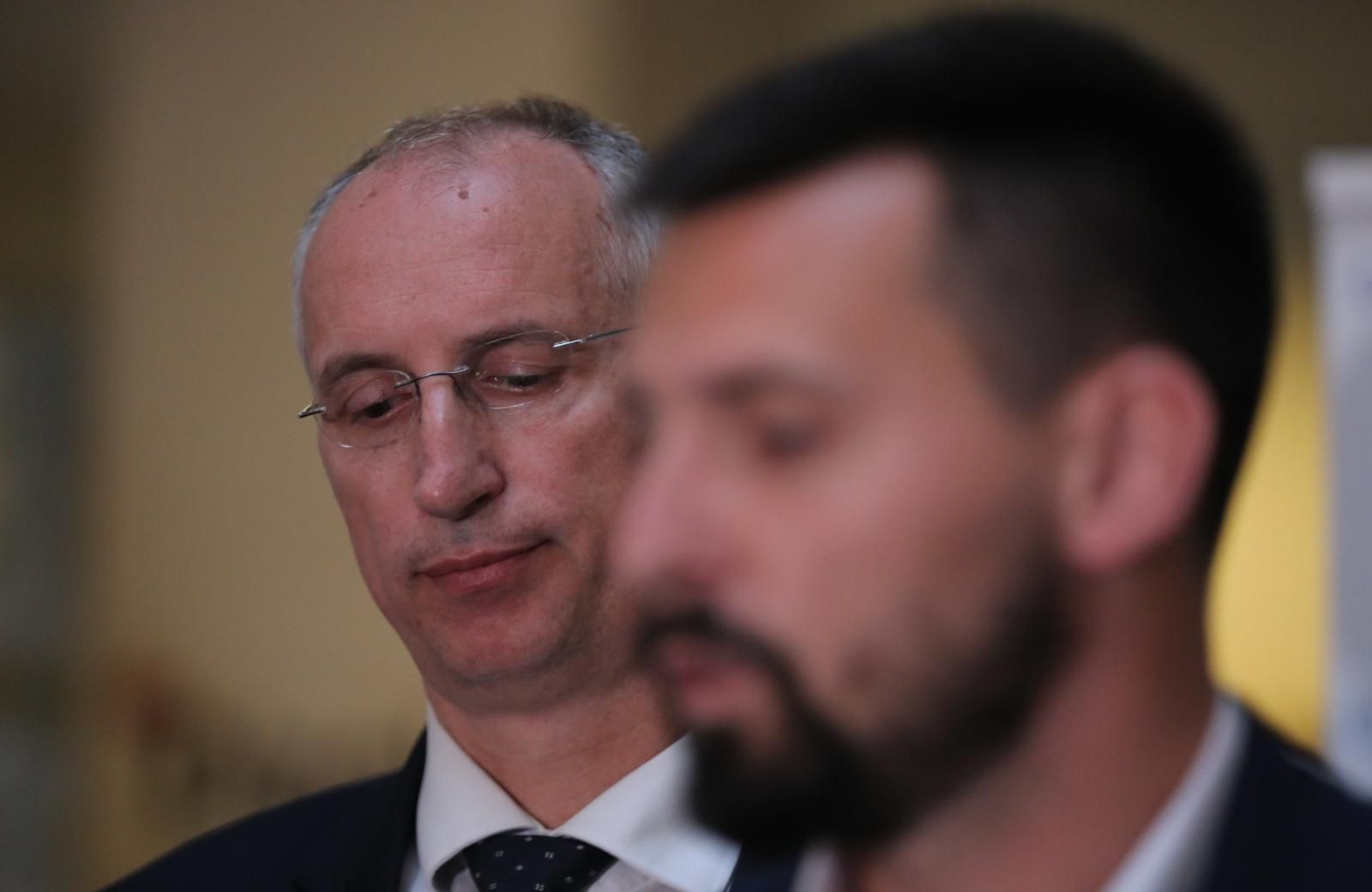 31.03.2022., Split - Gradonacelnik Splita Ivica Puljak i njegov zamjenik Bojan Ivosevic na konferenciji za medije u Gradskoj upravi podnijeli su ostavke na svoja mjesta. Photo: Ivo Cagalj/PIXSELL