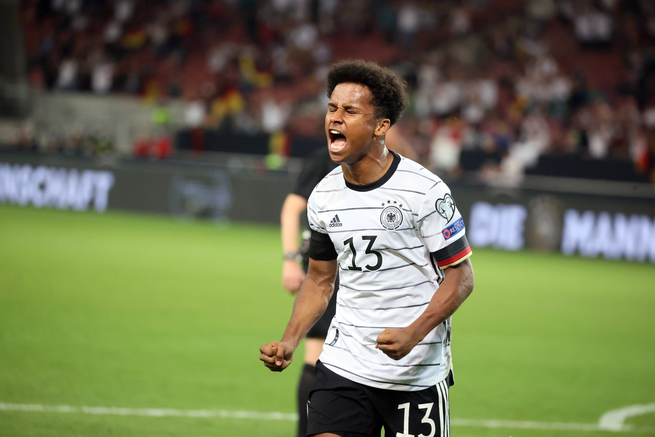 05.09.21 Deutschland - Armenien Deutschland, Stuttgart, 05.09.2021, Fussball, WM Qualifikation, DFB Deutschland - Armenien: Karim Adeyemi Deutschland Jubel Tor 6:0 Adeyemi. *** 05 09 21 Germany Armenia Germany, Stuttgart, 05 09 2021, football, world cup qualification, DFB Germany Armenia Karim Adeyemi Germany cheer goal 6 0 Adeyemi