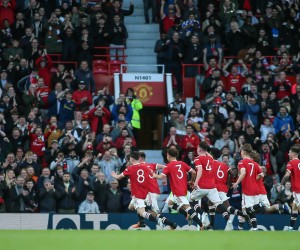 FA Youth Cup U18s Final Manchester United, ManU v Nottingham Forest Rhys Bennett 5 of Manchester United celebrates opening the scoring with team mates Manchester Old Trafford Greater Manchester United Kingdom Copyright: xRitchiexSumpter/NewsxImagesx
