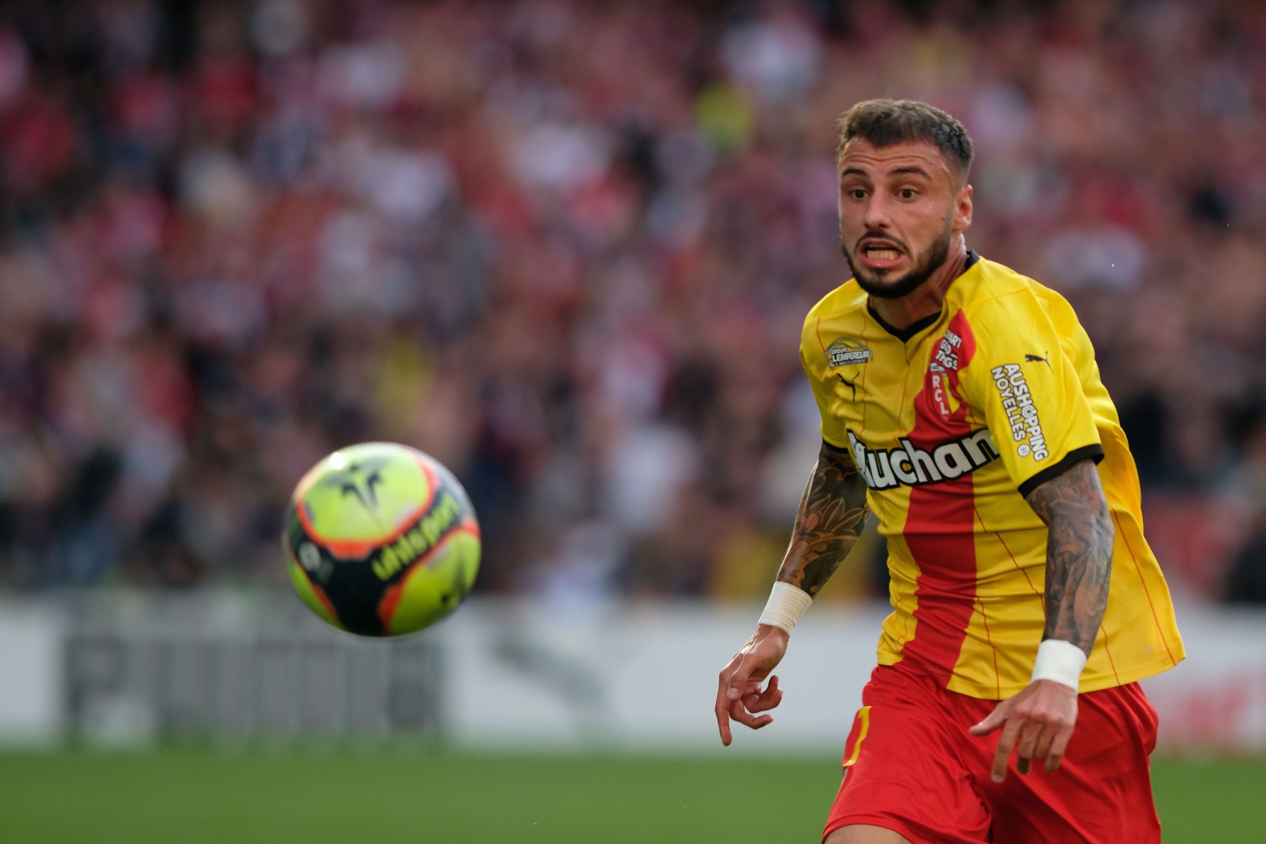 September 19, 2021, Lens, Hauts de France, France: Defender of Lens JONATHAN CLAUSS in action during the French championship soccer Ligue 1 Uber Eats RC Lens against Lille OSC at Felix Bollaert Delelis stadium - Lens..Lens won 1:0 (Credit Image: © Pierre Stevenin/ZUMA Press Wire) (Cal Sport Media via AP Images)