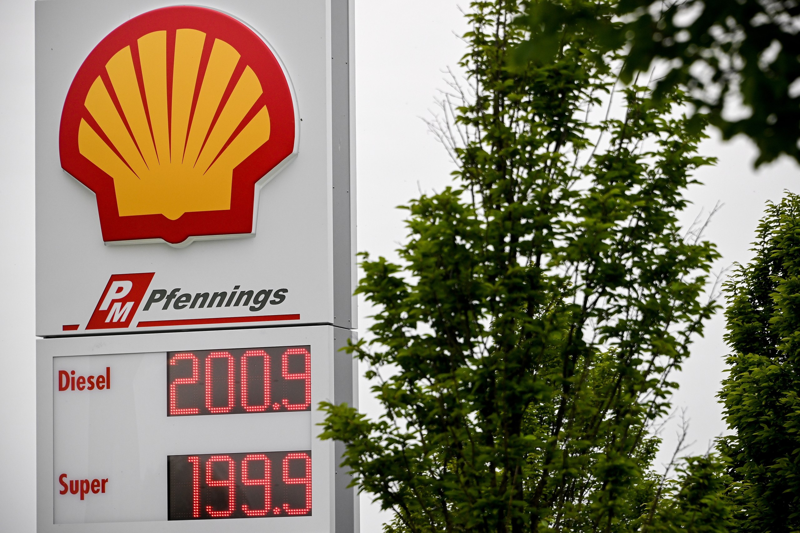 epa09928453 A display shows prices for various automotive fuels as a tanker truck drives past at a petrol station in Moenchengladbach, Germany, 05 May 2022. The EU Commission has proposed an oil embargo and further sanctions against Russia. This was stated by EU Commission President Ursula von der Leyen. On 24 February Russian troops had entered Ukrainian territory resulting in fighting and destruction in the country, a huge flow of refugees, and multiple sanctions against Russia.  EPA/SASCHA STEINBACH