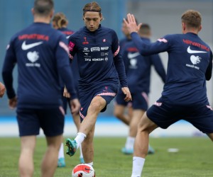 Zagreb, 30.5.2022.- Trening Hrvatske nogometne reprezentacije pred utakmice Lige nacija protiv Austrije, Francuske i Danske. Na fotografiji Lovro Majer.  foto HINA/ Daniel KASAP/ dk