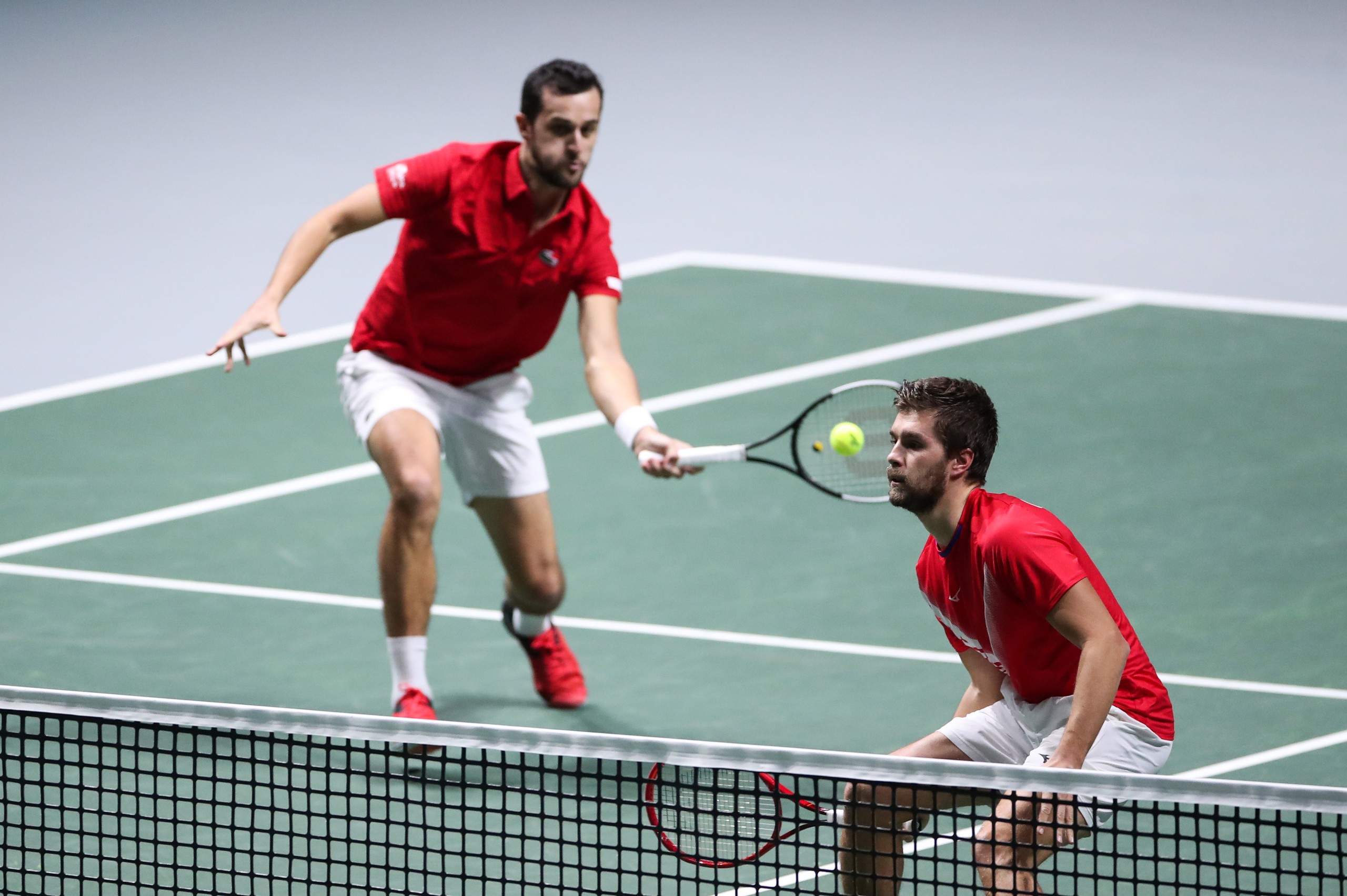 03.12.2021., Arena Madrid, Madrid, Spanjolska - Davis kup, polufinale, Hrvatska - Srbija. Mate Pavic i Nikola Mektic u trecem mecu igraju protiv Filipa Krajinovica i Novaka Djokovica Photo: Sanjin Strukic/PIXSELL