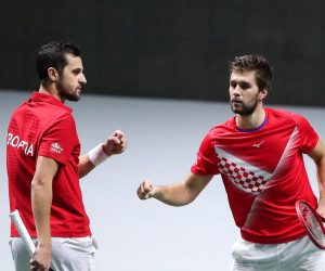 03.12.2021., Arena Madrid, Madrid, Spanjolska - Davis kup, polufinale, Hrvatska - Srbija. Mate Pavic i Nikola Mektic u trecem mecu igraju protiv Filipa Krajinovica i Novaka Djokovica Photo: Sanjin Strukic/PIXSELL