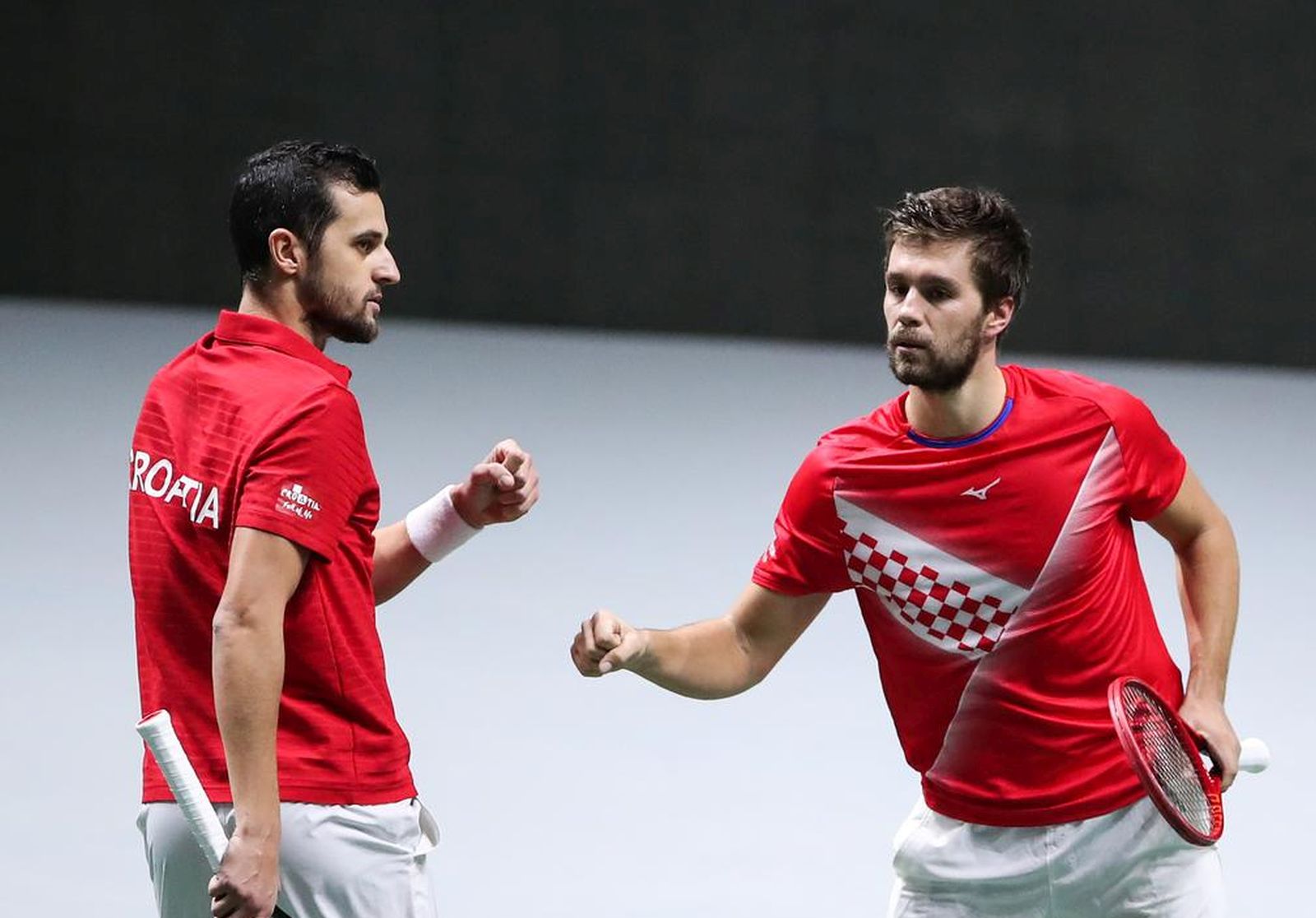 03.12.2021., Arena Madrid, Madrid, Spanjolska - Davis kup, polufinale, Hrvatska - Srbija. Mate Pavic i Nikola Mektic u trecem mecu igraju protiv Filipa Krajinovica i Novaka Djokovica Photo: Sanjin Strukic/PIXSELL