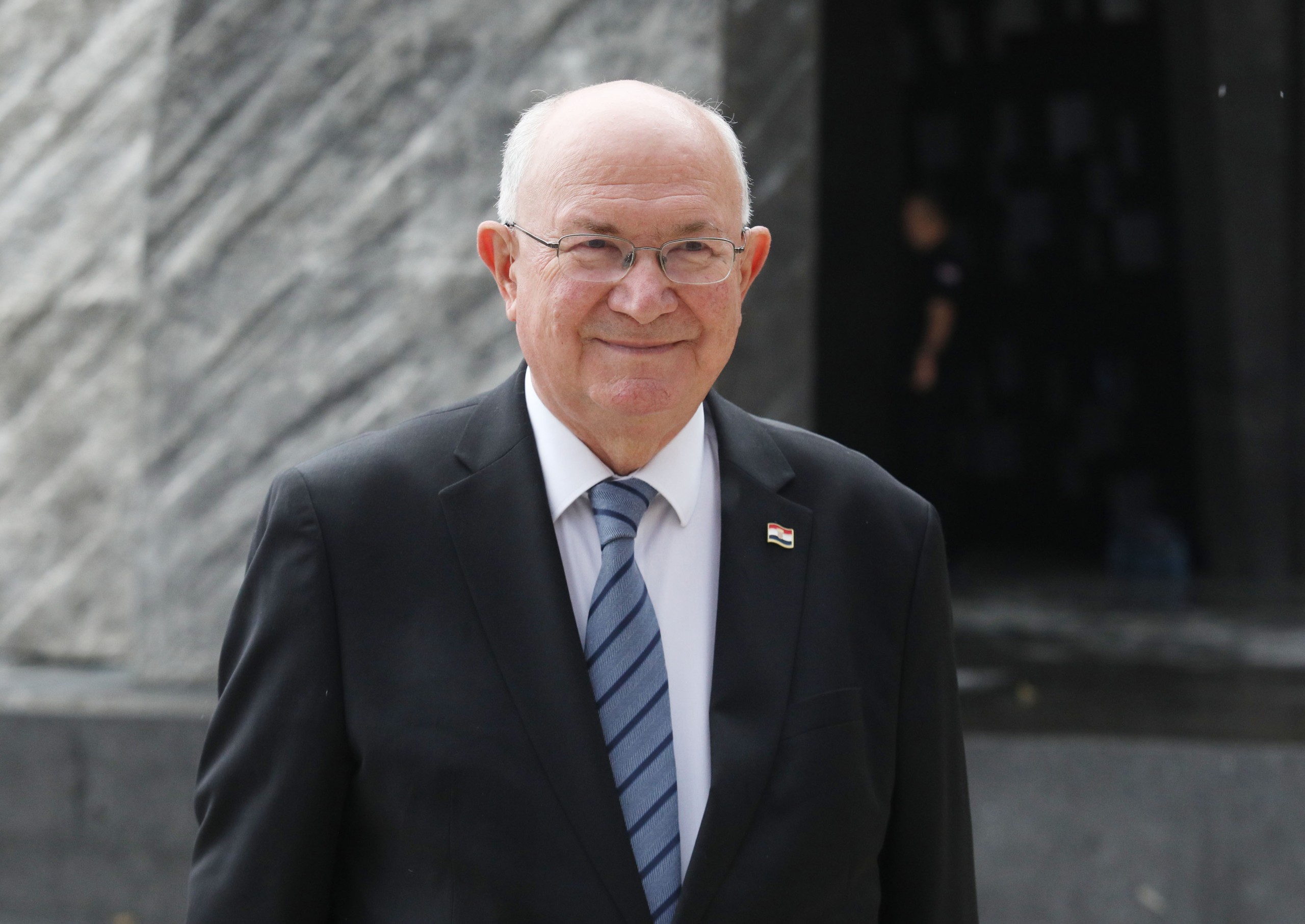 05.08.2021., Knin - Svecani program i povodom Dana pobjede i Domovinske Zahvalnosti te Dana hrvatskih branitelja. polaganje vijenaca kod spomenika hrvatske pobjede Oluja 95, na Trgu dr. Ante Starcevica. Mate Granic. Photo: Dusko Jaramaz/PIXSELL