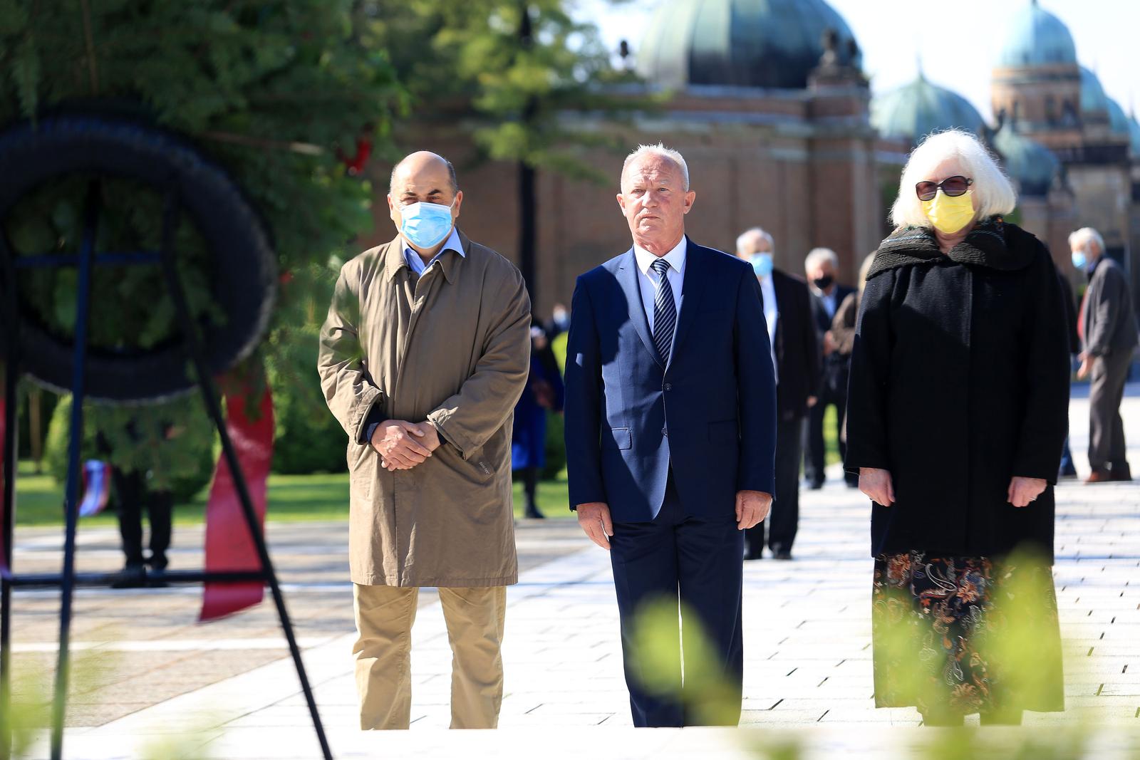 08.05.2021., Zagreb - Predsjednik Saveza antifasistickih boraca RH Franjo Habulin polozio je vijenac kod Grobnice narodnih heroja povodom obiljezavanja Dana oslobodjenja Zagreba i ususret Dana pobjede nad fazismom i Dana Europe. Photo: Marin Tironi/PIXSELL