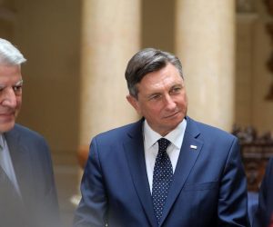 10.05.2022., Rijeka - Slovenski predsjednik Borut Pahor sudjelovao je na proslavi 30 godina od osnivanja Saveza slovenskih drustava u Hrvatskoj. Uz Pahora nazocili su gradonacelnik Marko Filipovioc, zupan Zlatko Komadina i predsjednica saveza Slovenaca Barbara Riman. Svecanost je odrzana u Pomorskom i povijesnom muzeju Hrvatskog primorja "guvernerovoj palaci"
  Photo: Goran Kovacic/PIXSELL