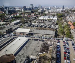 13.04.2022., Zagreb - Panorama grada Zagreba snimljena s nebodera u Strojarskoj cesti 20.  Zapusteni prostori tvrtke Gredelj.
  Photo: Slavko Midzor/PIXSELL