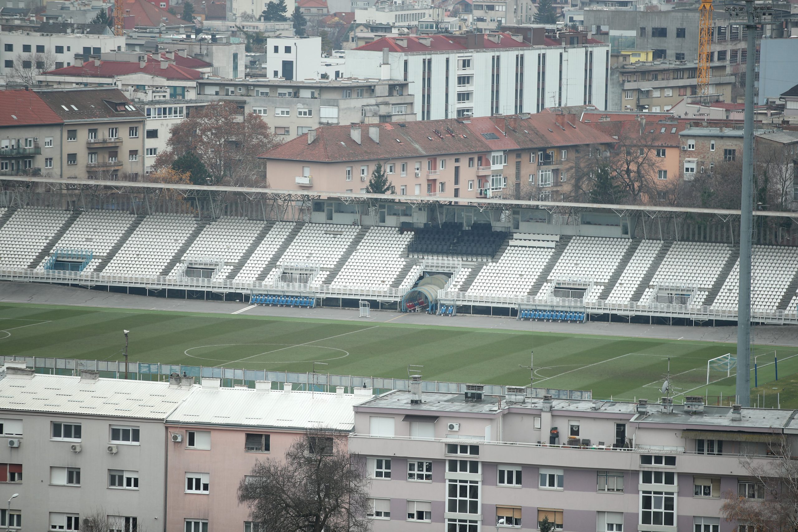 13.12.2021., Zagreb - Pogled na nogometni stadion u Kranjcevicevoj ulici sa 17 kata hotela Westin. Photo: Sanjin Strukic/PIXSELL