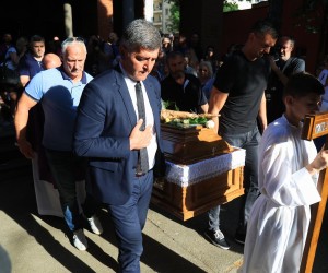 20.05.2022., Beograd, Srbija - Ispracaj Mateja Perisa u crkvi Svetog Antuna Padovanskog. Tijelo Mateja Perisa je pronadjeno u Dunavu nakog sto je nestao u noci 31. prosinca 2021. godine. Photo: Davor Javorovic/PIXSELL