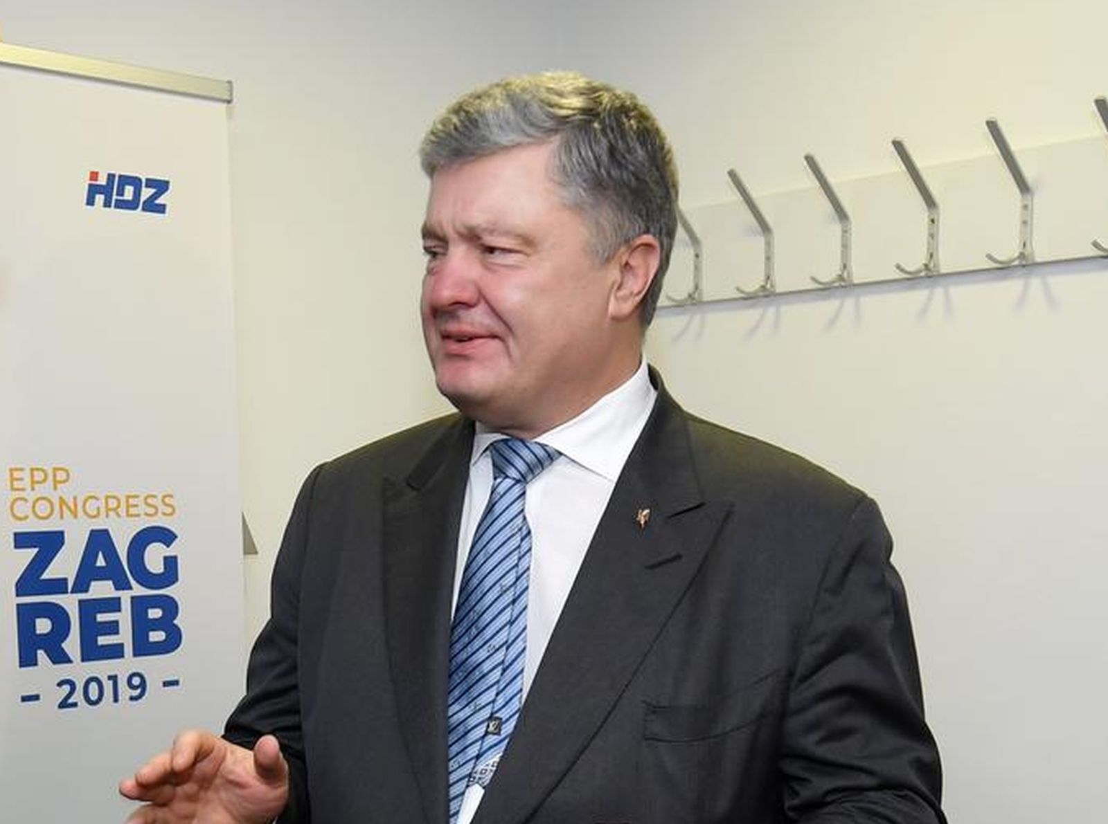20.11.2019., Zagreb - Prvi dan dvodnevnog 24. izbornog kongresa Europske pucke stranke (EPP) u zagrebackoj Areni. Vise od 2000 sudionika iz 40 zemalja tijekom kongresa izabrat ce novo vodstvo Europske pucke stranke. Bilateralni sastanak premijera Andreja Plenkovica s Petrom Porosenkom, predsjednikom Blok Petra Porosenka Solidarnost Ukrajina. rPhoto: Marko Lukunic/PIXSELL