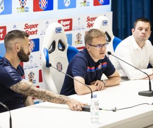 25.05.2022., Split - Konferencija za medije HNK Hajduk uoci utakmice finala kupa na Poljudu.
Marko Livaja, Valdas Dambrauskas. Photo: Milan Sabic/PIXSELL