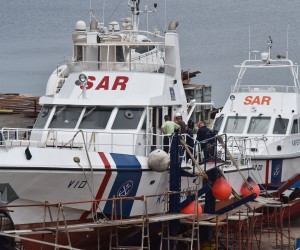 28.05.2019., Pula - U Tehnomontovom brodogradilistu u tijeku su radovi na redovitom servisu istrazivacko-spasilackih brodova koji osim traganja i spasavanja na moru, sluze i za prijevoz s otoka tesko oboljelih osoba.rPhoto: Dusko Marusic /PIXSELL