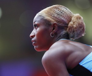 Athletics - World Athletics Indoor Championships - Stark Arena, Belgrade, Serbia - March 18, 2022  Bahamas' Shaunae Miller-Uibo reacts after winning  the women's 400m heat 2 REUTERS/Bernadett Szabo Photo: BERNADETT SZABO/REUTERS