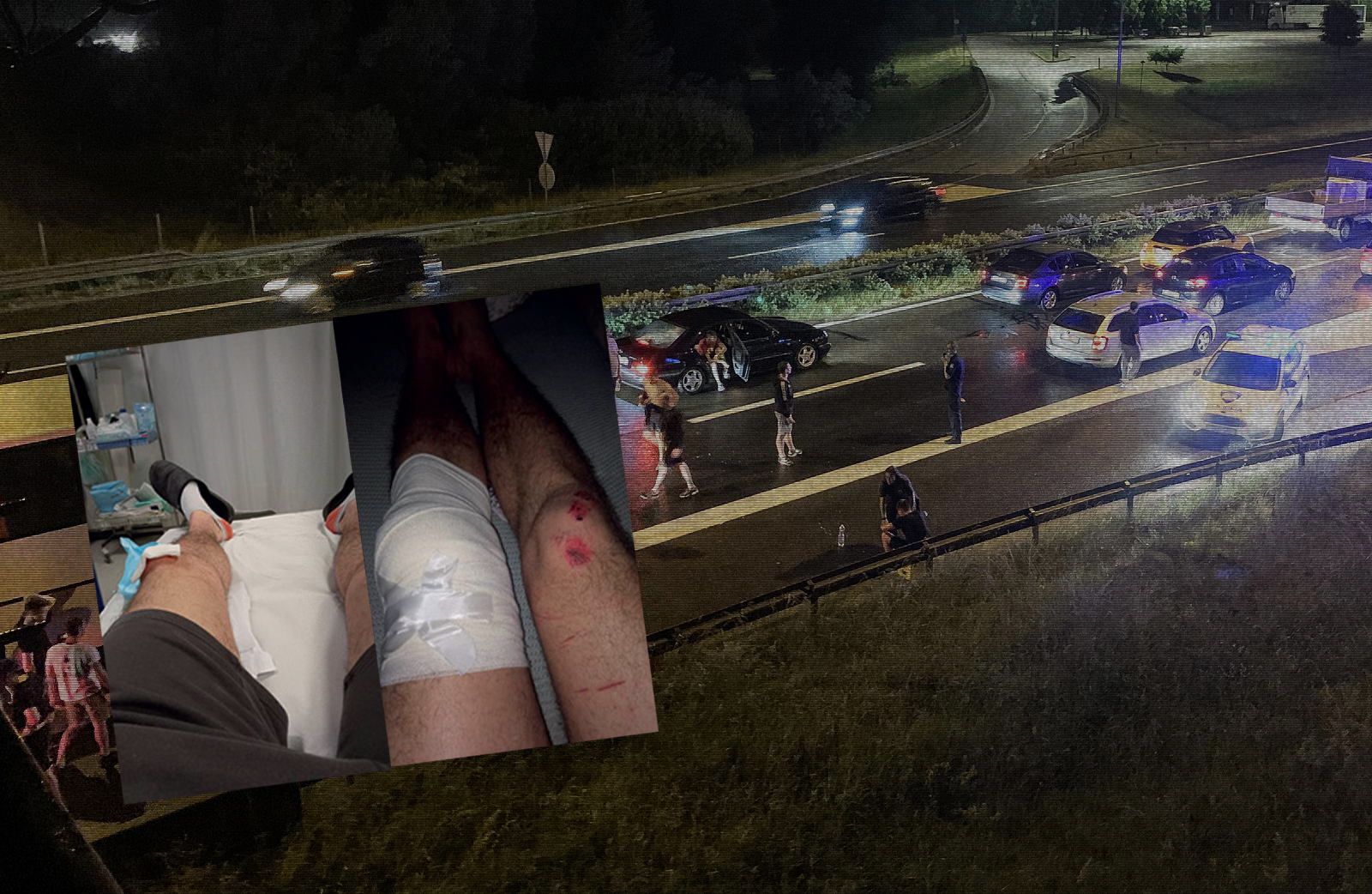 21.05.2022., Zagreb -Ekskluzivne fotografije tucnjave izmedju Torcide i policije.  U subotu u 21.35 sati na autocesti A1 kod odmorista Desinec navijaci Hajduka napali su policajce koji su ih organizirano pratili s utakmice u Zagrebu. Odbijajuci napad policija je uzvratila vatrenim oruzjem kojim su ranjena dvojica napadaca, a u napadu je ozlijedjeno desetak policajaca. Photo: Pixsell/PIXSELL