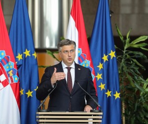 06.05.2022., Zagreb - U nacionalnoj i sveucilisnoj knjiznici odrzana je konferencija o buducnosti Europe - Doprinos Republike Hrvatske. Andrej Plenkovic. Photo: Luka Stanzl/PIXSELL