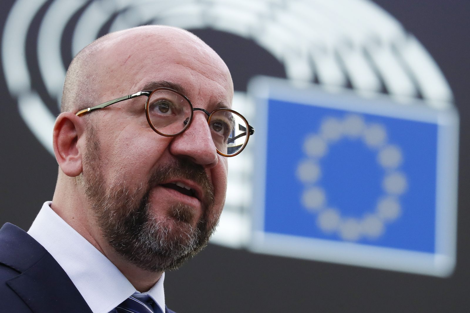 epa10001507 European Council President Charles Michel delivers a speech on the Conclusions of the latest Special European Council meeting of May 2022, at the European Parliament in Strasbourg, France, 08 June 2022.  EPA/JULIEN WARNAND