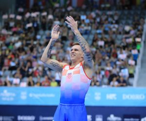 Osijek, 11.06.2022 - Prvi finalni dan gimnastièkog natjecanja DOBRO Svjetski kup.  Na slici Aurel Benoviæ.foto HINA/ Marko MRKONJIÆ/ ik