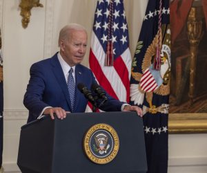 epa10011453 US President Joe Biden speaks, before he signed into law H.R. 3525, the 'Commission To Study the Potential Creation of a National Museum of Asian Pacific American History and Culture Act' in the East Room of the White House in Washington, DC, USA, 13 June 2022.  EPA/TASOS KATOPODIS / POOL