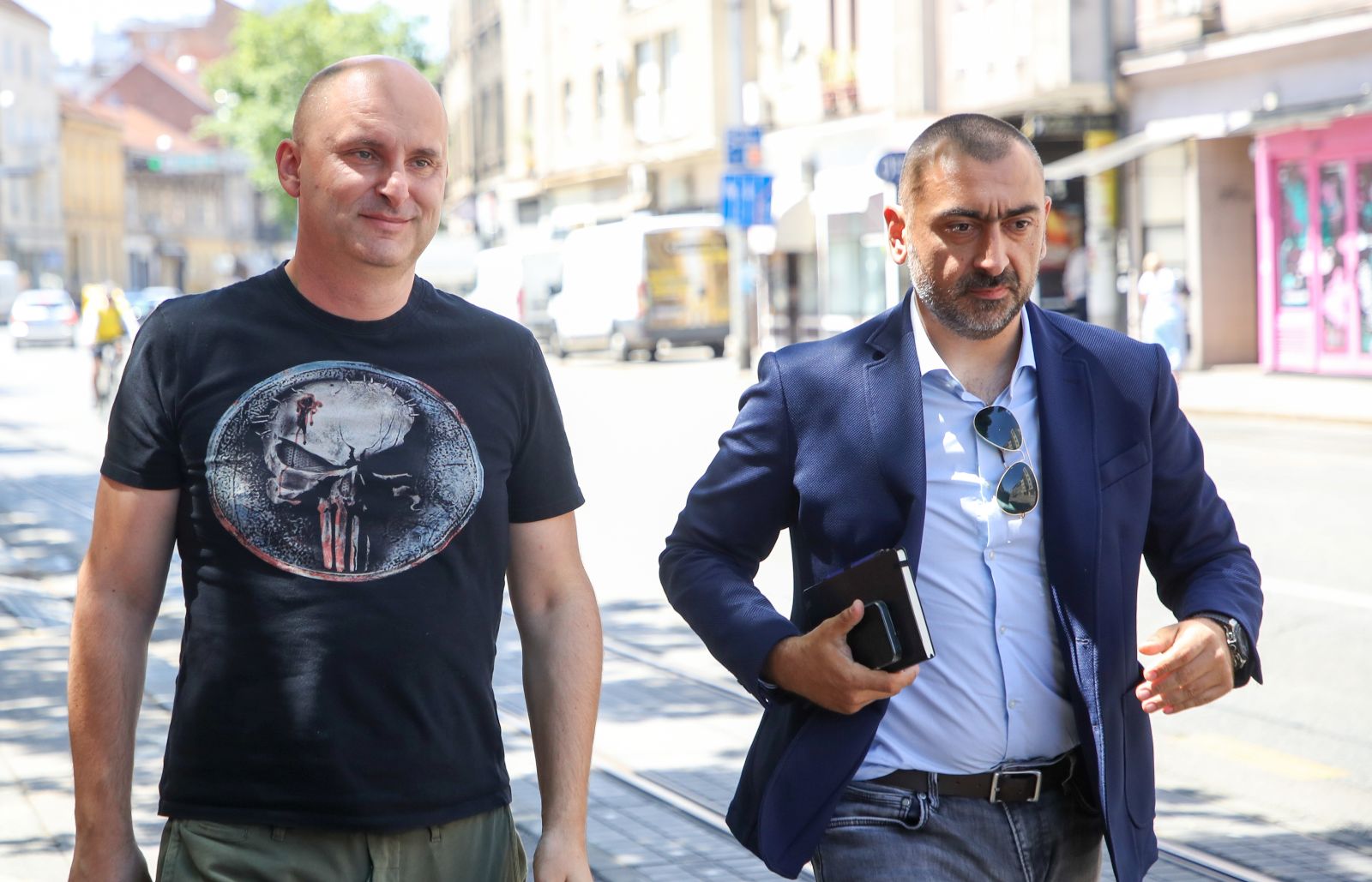 Zagreb, 20.06.2022. - Bivši HDZ-ov ministar Tomislav Toluši dolazi u USKOK dati iskaz vezano za pogodovanje u zapošljavanju i zlouporabu položaja. Na slici Tomislav Tolušić i njegov odvjetnik Ivan Stanić. 
Foto HINA/ Damir SENČAR/ ds