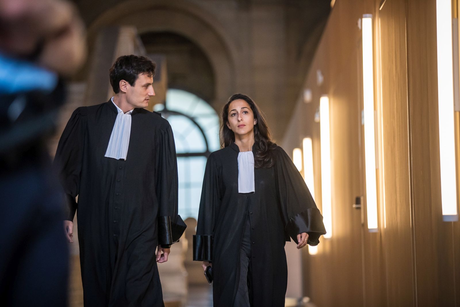 epa10041621 French lawyers of Salah Abdeslam, Olivia Ronen (R) and  Martin Vettes (L), arrive to enter the audience room on the day of the verdict's announcement of the 2015 Paris terrorist attacks, in Paris, France, 29 June 2022. The trial over the 13 November 2015 terrorist attacks began on 08 September 2021. Over 130 people were killed and hundreds injured in a series of coordinated attacks in Paris targeting the Bataclan concert hall, the Stade de France national sports stadium, and several restaurants and bars.  EPA/CHRISTOPHE PETIT TESSON