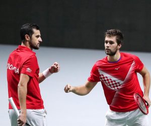 03.12.2021., Arena Madrid, Madrid, Spanjolska - Davis kup, polufinale, Hrvatska - Srbija. Mate Pavic i Nikola Mektic u trecem mecu igraju protiv Filipa Krajinovica i Novaka Djokovica Photo: Sanjin Strukic/PIXSELL