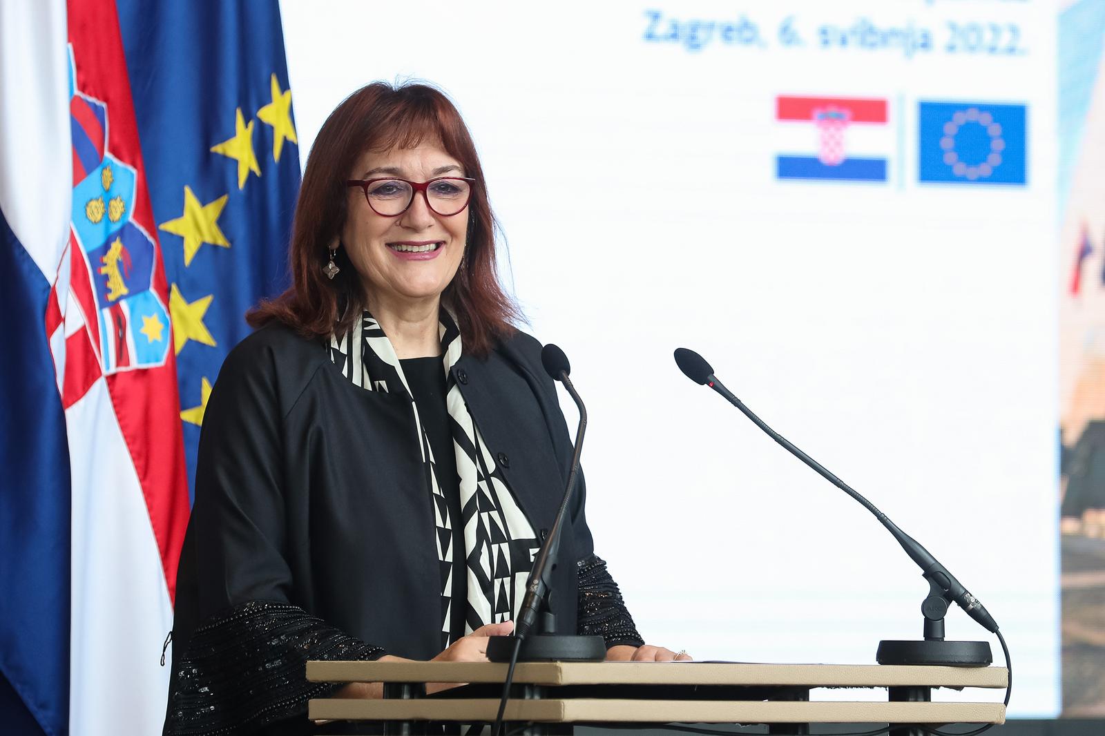 06.05.2022., Zagreb - U nacionalnoj i sveucilisnoj knjiznici odrzana je konferencija o buducnosti Europe - Doprinos Republike Hrvatske. Dubravka Suica. Photo: Luka Stanzl/PIXSELL