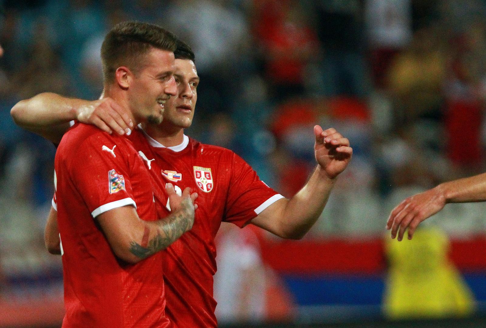 05, June, 2022, Belgrade - The UEFA Nations League, League B match between the national teams of Serbia and Slovenia was played at the Rajko Mitic Stadium.Sergej Milinkovic-Savic, #20 (Serbia), Luka Jovic, #11 (Serbia). Photo: A.K./ATAImages

05, jun, 2022, Beograd - Utakmica UEFA Lige Nacije, divizije B izmedju reprezentacija Srbije i Slovenije odigrana je na stadionu Rajko Mitic. Photo: A.K./ATAImages Photo: A.K./ATAImages/PIXSELL