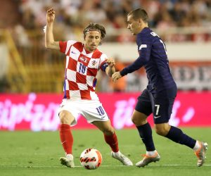 06.06.2022., stadion Poljud, Split - UEFA Liga nacija, Liga A, skupina 1, 2. kolo, Hrvatska - Francuska. Luka Modric, Antoine Griezmann Photo: Luka Stanzl/PIXSELL