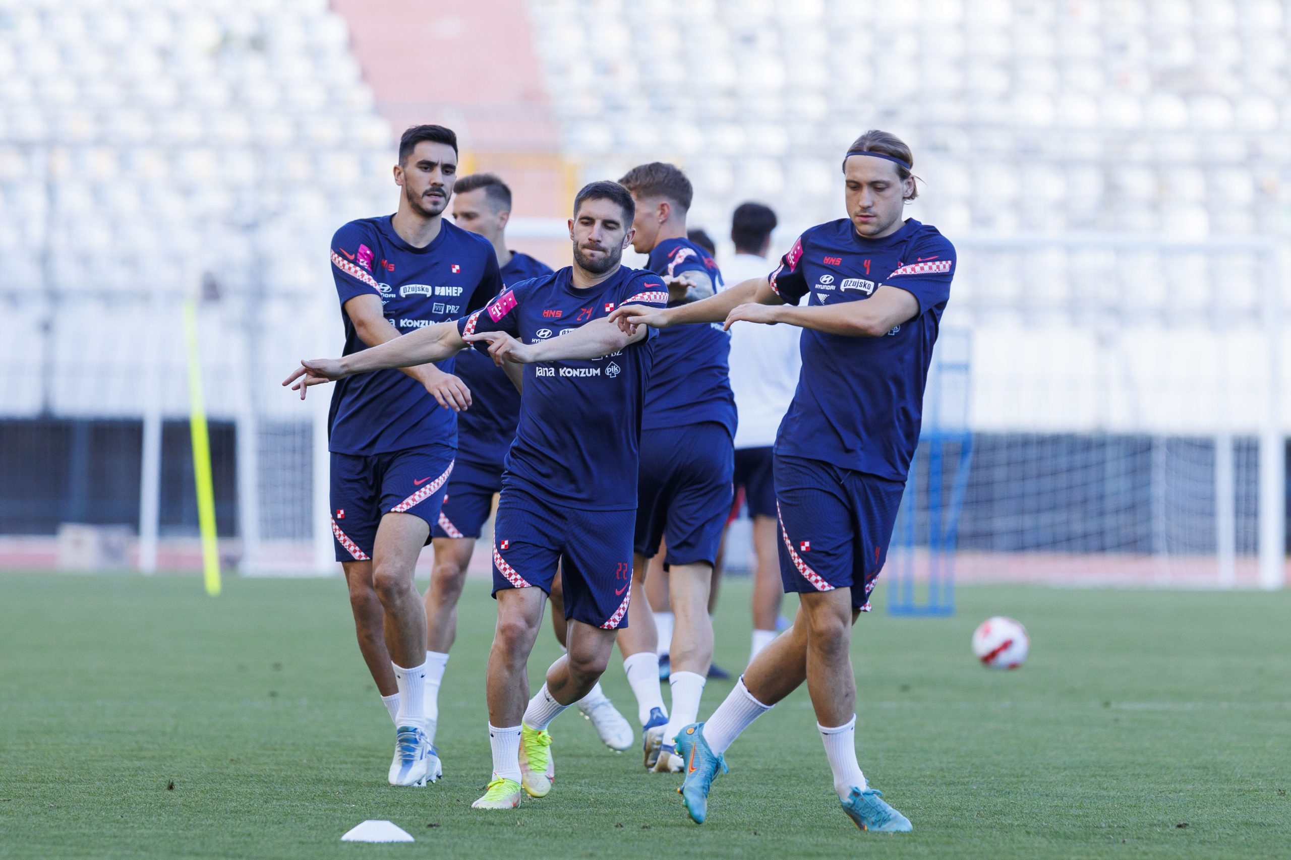 08.06.2022., Stadion Poljud, Split - Trening Hrvatske nogometne reprezentacije na Poljudu.
Josip Sutalo, Luka Ivanusec, Lovro Majer   Photo: Miroslav Lelas/PIXSELL