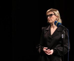 10.04.2021., Sarajevo, Bosna i Hercegovina - Urucenje Nagrade za doprinos ocuvanju kulture sjecanja rediteljici Jasmili banic. Zbanic je cetvrta laureatkinja ove Nagrade koja se dodjeljuje u okviru Modula Memorije od 2018. godine. Jasmila Zbanic"nPhoto: Armin Durgut/PIXSELL