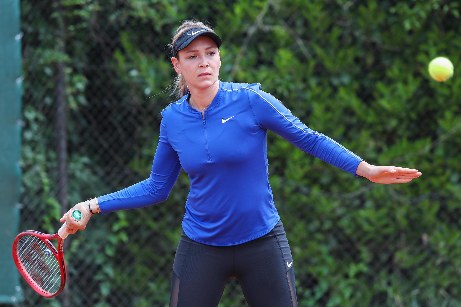 11.05.2020., Zagreb - Okupljanje i druzenje s novinarima Hrvatske Fed Cup reprezentacije na teniskim terenima HTK Zagreb. Donna Vekic. rPhoto: Luka Stanzl/PIXSELL