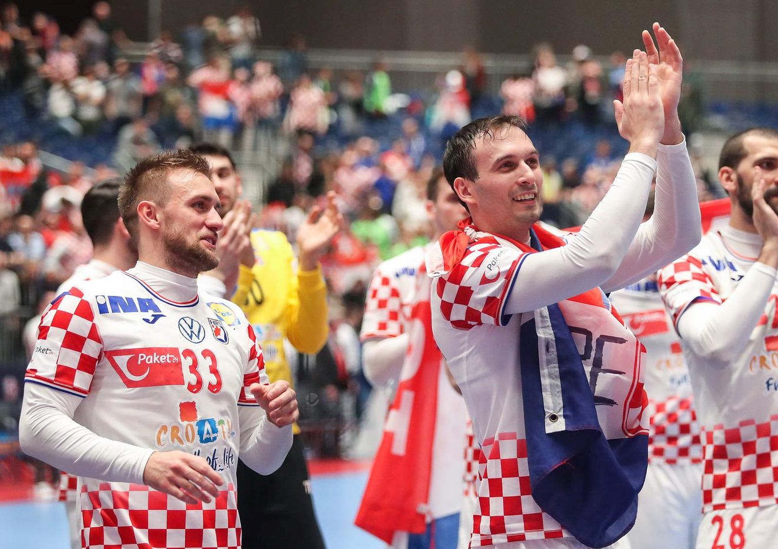 13.01.2020., Stadthalle Graz, Graz, Austrija - Europsko rukometno prvenstvo, skupina A, 3. kolo, Srbija - Hrvatska. Luka Cindric, Igor Karacic Photo: Luka Stanzl/PIXSELL