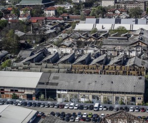13.04.2022., Zagreb - Panorama grada Zagreba snimljena s nebodera u Strojarskoj cesti 20.  Zapusteni prostori tvrtke Gredelj.
  Photo: Slavko Midzor/PIXSELL