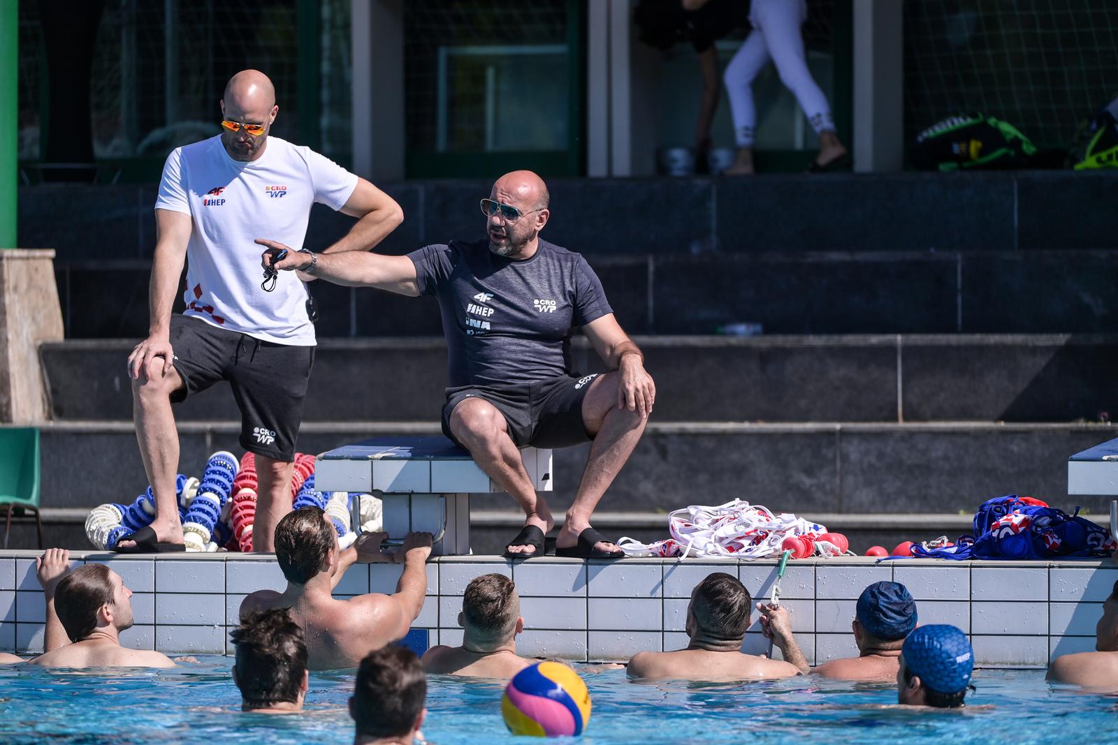 18.06.2022., Zagreb - Trening Hrvatske vaterpolo reprezentacije na vanjskom bazenu Mladost pred odlazak na svjetsko prvenstvo koje se odrzava u Madjarskoj. Photo: Igor Soban/PIXSELL