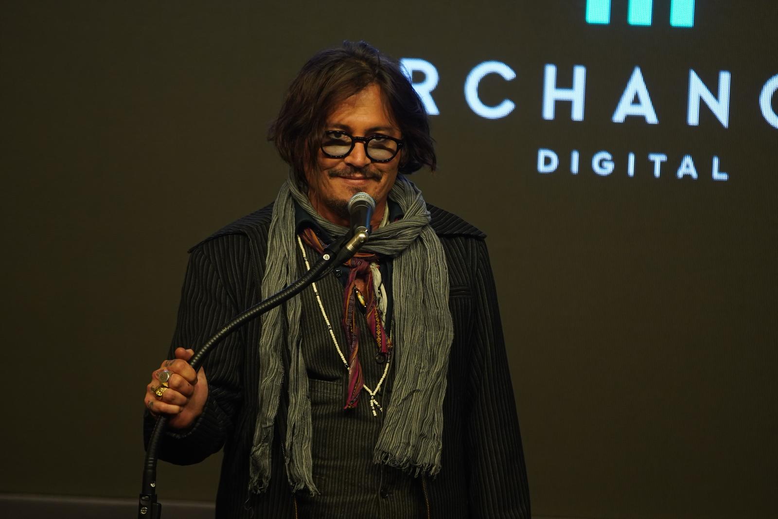19, October, 2021, Belgrade - The reception and press conference on the occasion of marking the first year of work in Serbia of the animation studio Iervolino Studios and the promotion of the first animated series, created in cooperation with a strategic partner, Archangel Digital Studios, were held in the Geozavod building. Johnny Depp. Photo: Antonio Ahel/ATAImages

19, oktobar, 2021, Beograd  - Prijem i konferencija za medije povodom obelezavanja prve godine rada u Srbiji studija za animaciju Iervolino Studios i promocija prvog animiranog serijala, nastalog u saradnji sa strateskim partnerom, kompanijom Archangel Digital Studios odrzani su u zgradi Geozavoda. Photo: Antonio Ahel/ATAImages Photo: Antonio Ahel/PIXSELL
